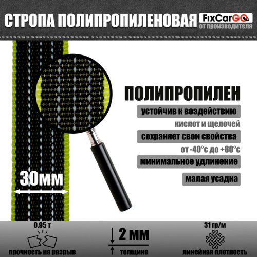 Лента ременная со светоотражающей нитью 30 мм, 0,95 т.