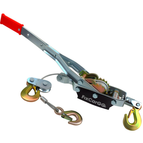 Лебёдка ручная рычажная 2 т. со стальным тросом 4,8 мм, 3 м, 3 крюка